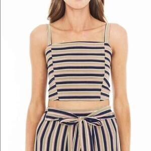 Faithfull The Brand Striped Fortelina Crop Wrap Top Medium New